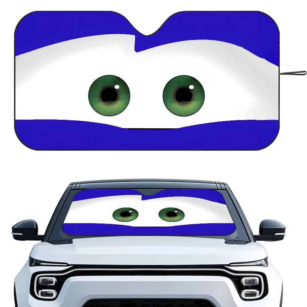 Cartoon Car With Cute Eyes Car Sun Shade UV Protector
