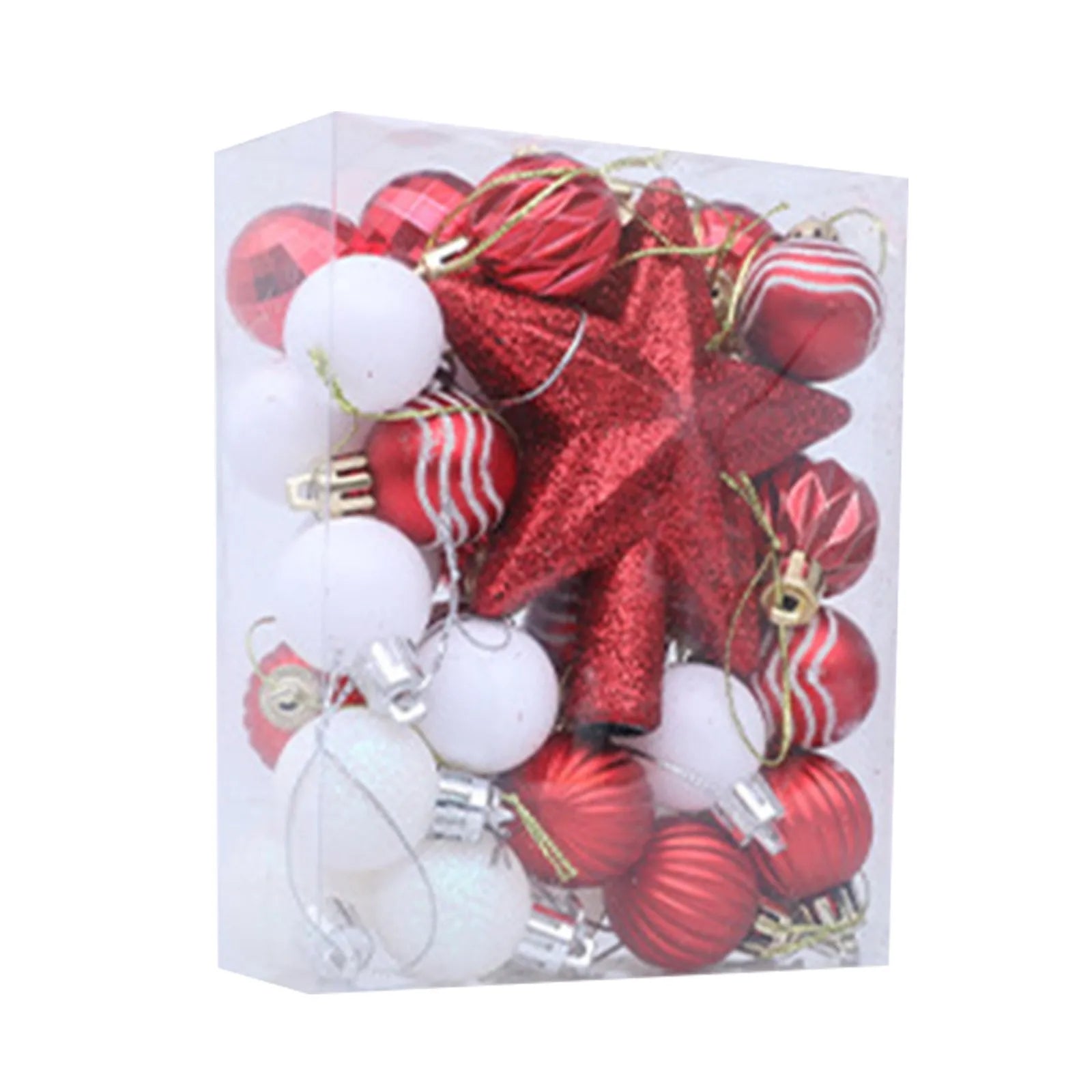 Christmas Ball Ornament Set Multi-Color Glitter Star Design Festive Holiday Christmas Tree Decoration Accessory Variety Pack