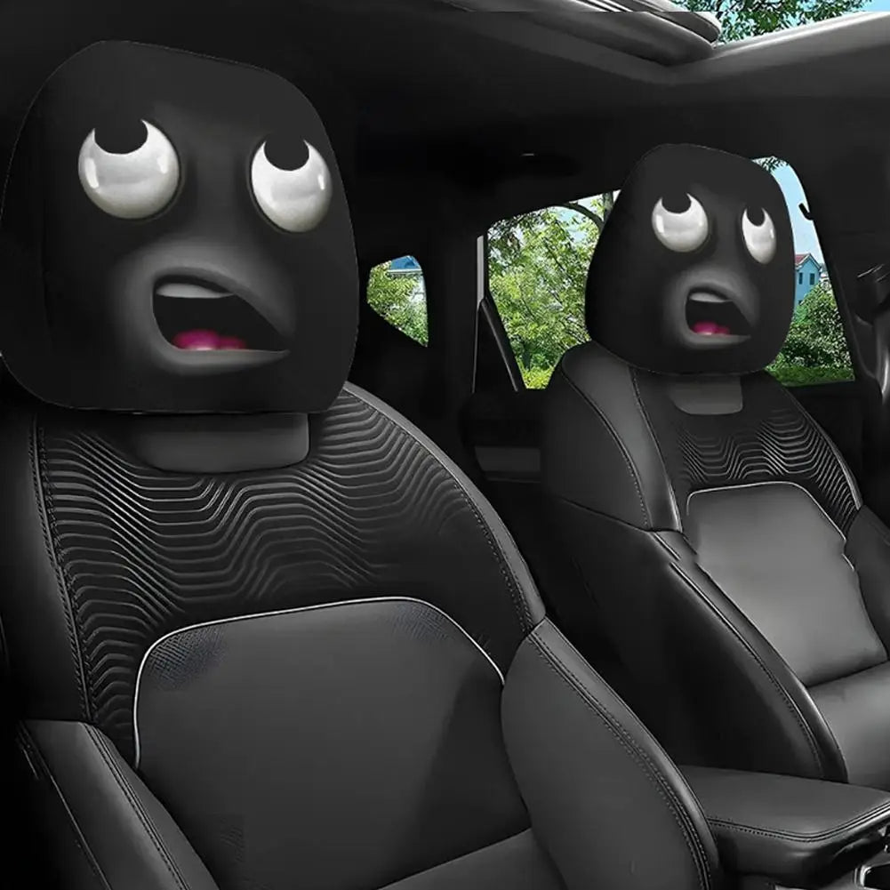 2X Funny Car Headrest Covers, Cartoon Eyes Car Seat Head Rest Protector Auto Front Seat Rest Decoration