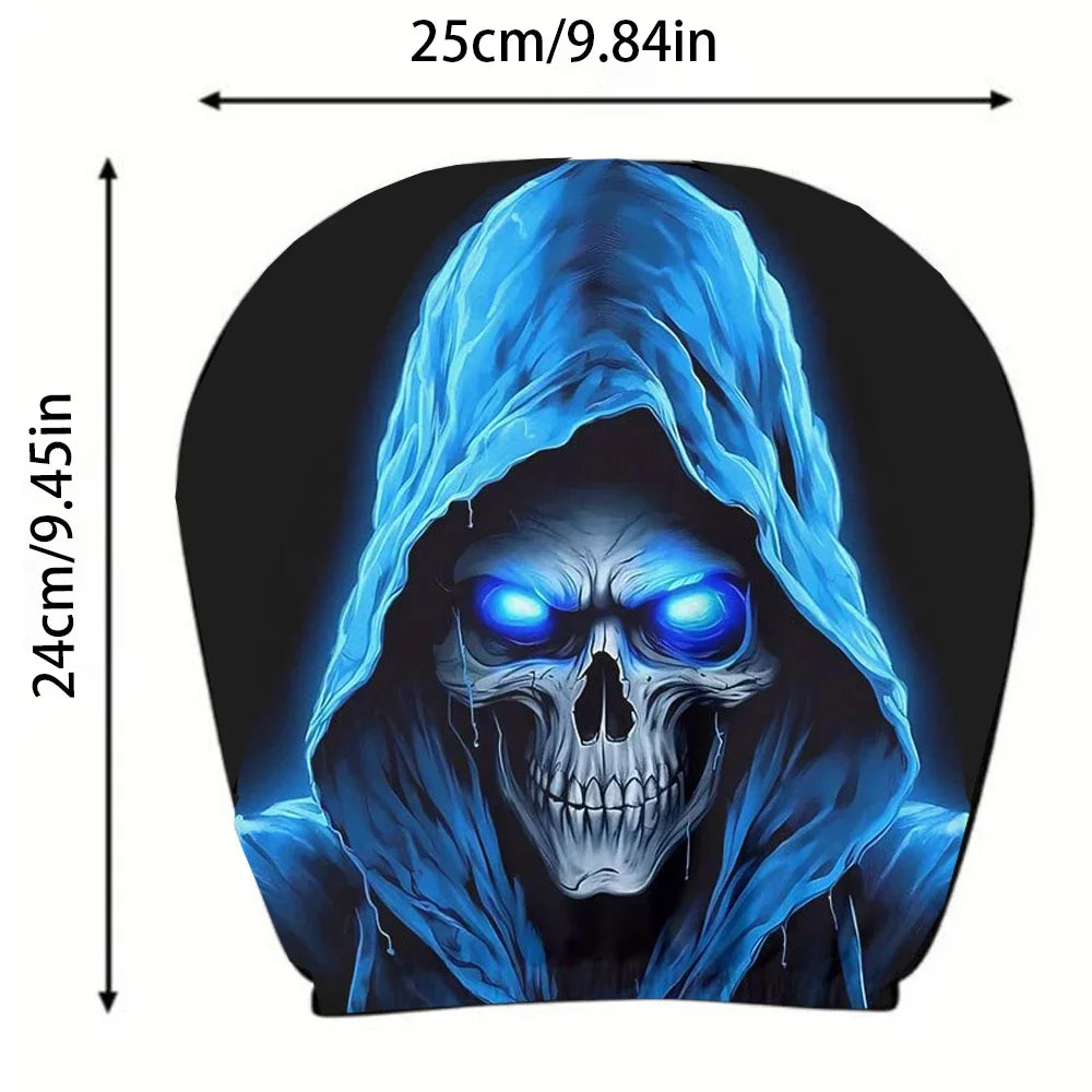Blue Skull Pattern Car Headrest Premium Quality Replacement Accessory