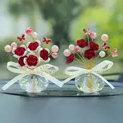 Crystal Glass Rose Dashboard Ornament Car Dashboard Ornament Decoration