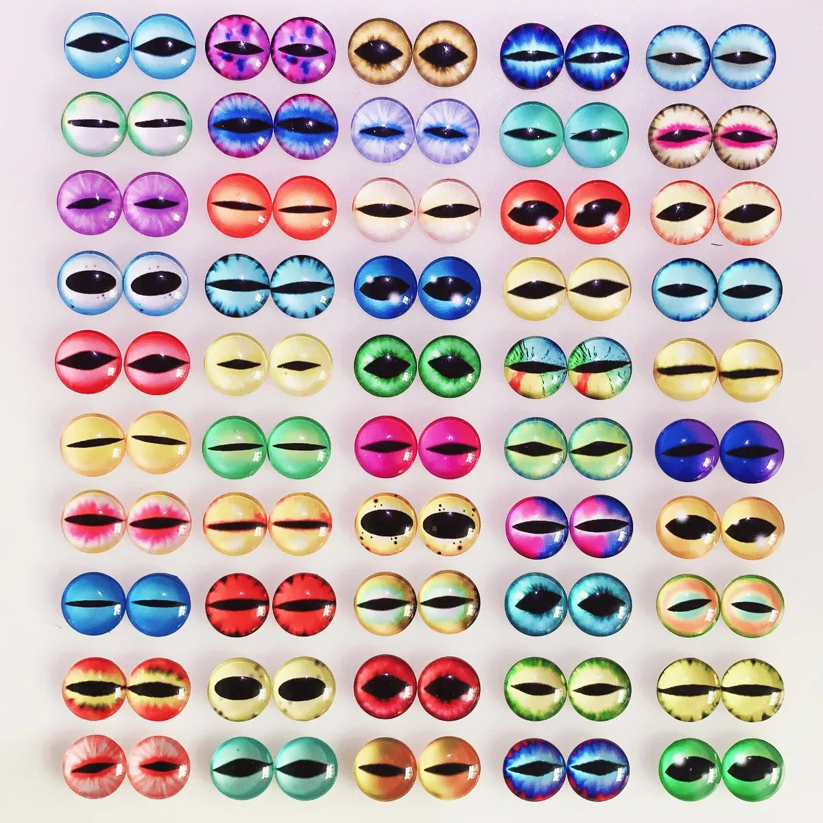 6mm 8mm 10mm 12mm Mixed Toys Dragon Eyes Doll Round Pattern Glass DIY Making Accessories 100pcs 50 Pairs