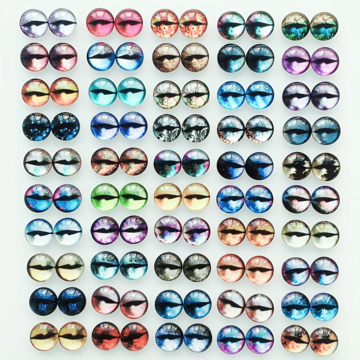 6mm 8mm 10mm 12mm Mixed Toys Dragon Eyes Doll Round Pattern Glass DIY Making Accessories 100pcs 50 Pairs
