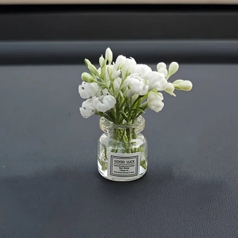 Delicate Miniature Potted Flowers Assorted Car Dashboard Ornament Decoration