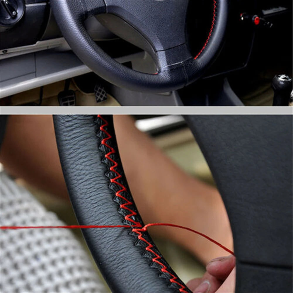 Steering Wheel Cover DIY Leather Steering Wheel Cover Anti-Slip Comfort