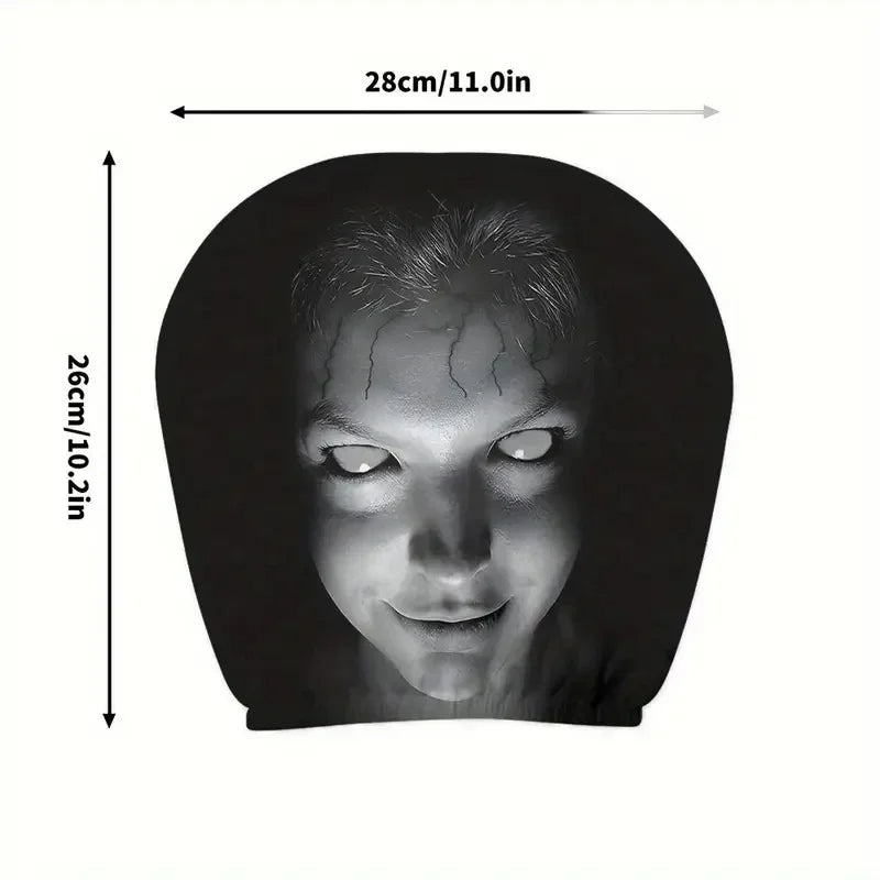 2Pcs Halloween Horror Face Printing Car Headrest Covers Universal Elastic Car Seat