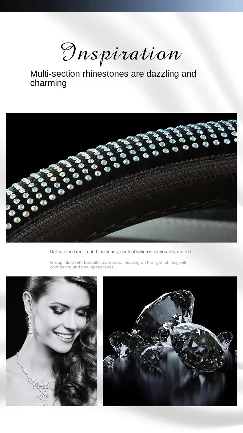 Crystal Steering Wheel Cover Bling Steering Wheel Cover Anti-Slip Comfort