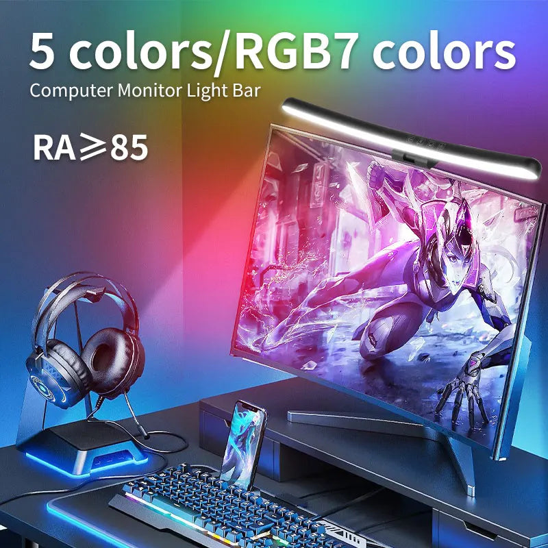Monitor Light Bar Curved, RGB LED Computer Monitor Light Bar Desk Lamp