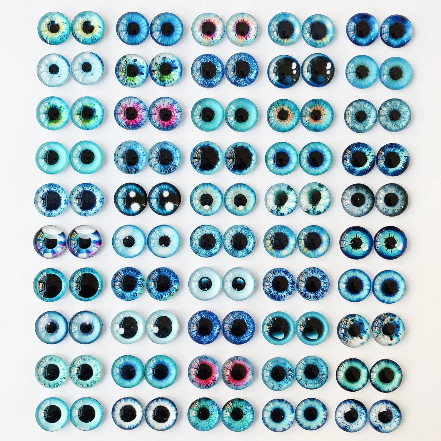 6mm 8mm 10mm 12mm Mixed Toys Dragon Eyes Doll Round Pattern Glass DIY Making Accessories 100pcs 50 Pairs