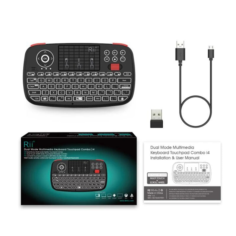 Wireless Keyboard With Touchpad Rii i4 Mini BT 2.4GHz Backlit Mouse Remote Control For Windows Android Smart TV
