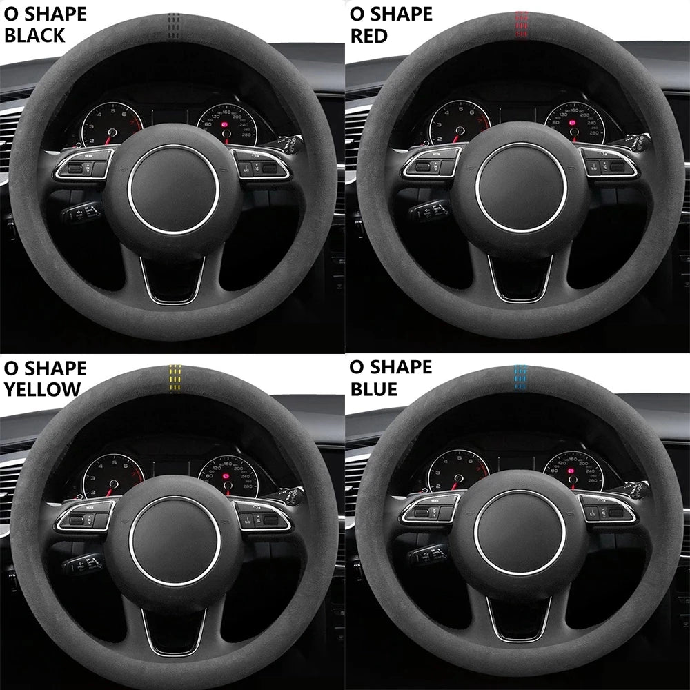 Car Steering Wheel Covers Cowhide Steering Wheel Cover Anti-Slip Comfort