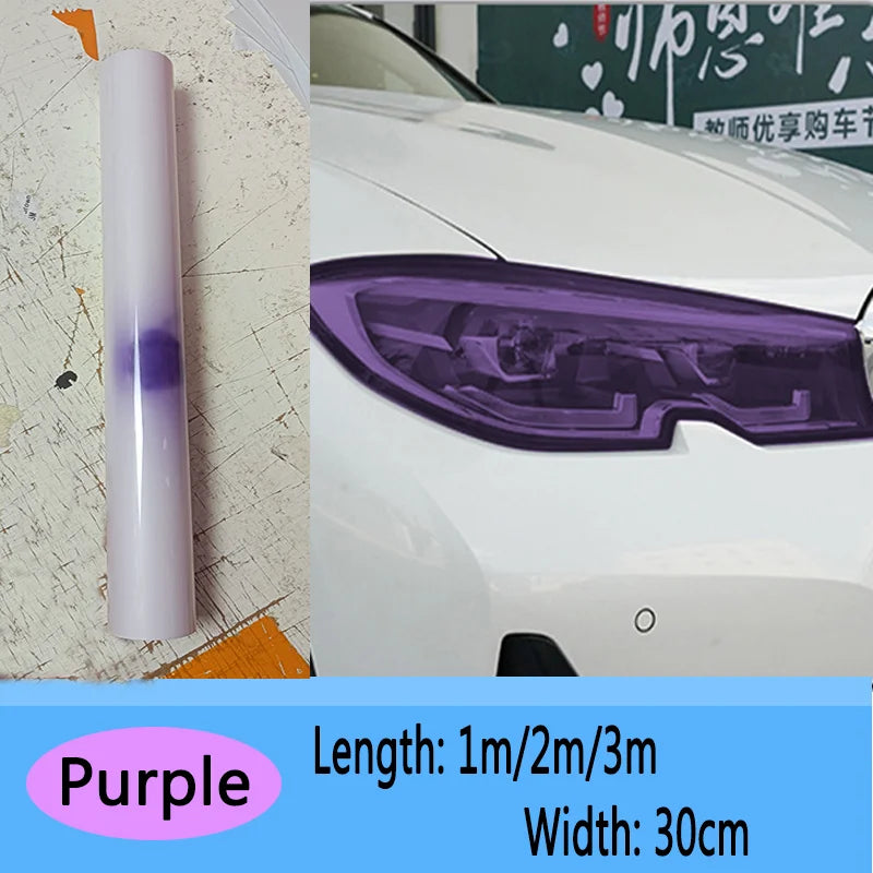 Black/purple TPU photochromic headlight film suitable for any car light decoration, scratch resistant, and protective stickers