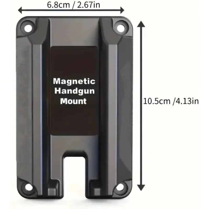 Magnetic Mount Gun Holster, Black. Also has mounting screws, for car, truck, vehicle, bedside, table, workshop