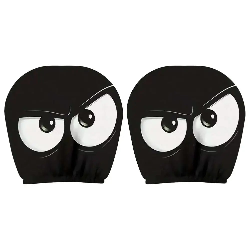 2X Funny Car Headrest Covers, Cartoon Eyes Car Seat Head Rest Protector Auto Front Seat Rest Decoration