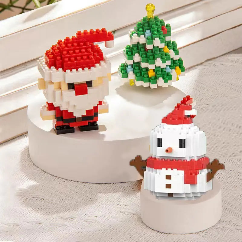 Christmas Gifts Micro Building Block Series Santa Claus Reindeer Puzzle Assembling Bricks Table Decoration Toys Kids