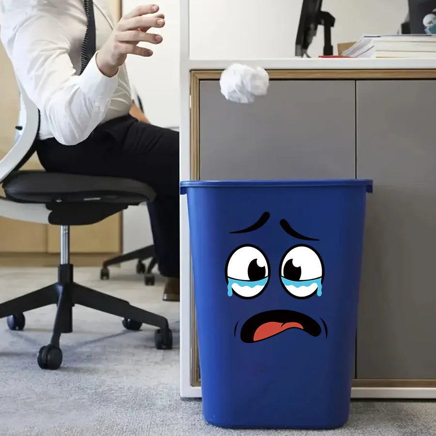 4 sheets Set Cartoon Face Stickers Self-Adhesive, Plastic Surface Compatible Home Decoration Trash Can, Toilet Decor