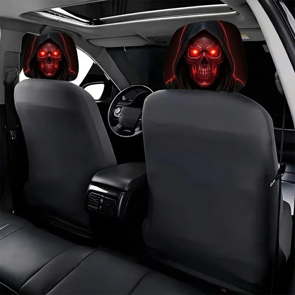 Red-Eyed Skull Print Headrest Cover Premium Quality Replacement Accessory