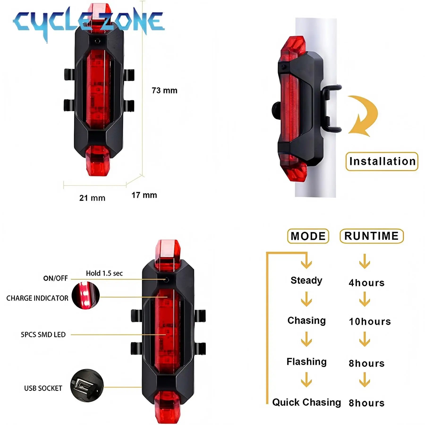 Bike Light Set Front with Premium Quality Replacement Accessory
