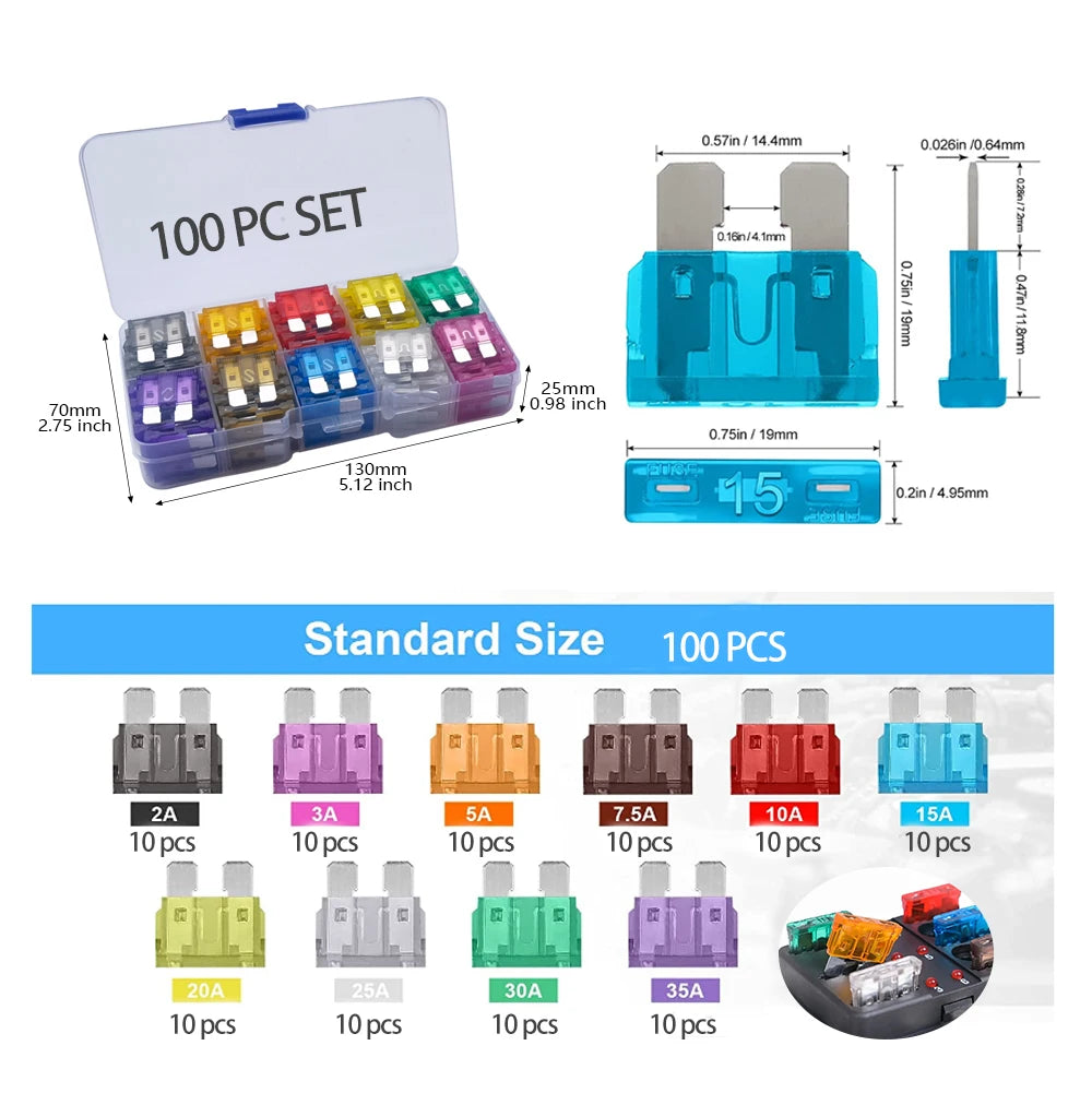 Standard Car Fuses RH100 2A Premium Quality Replacement Accessory