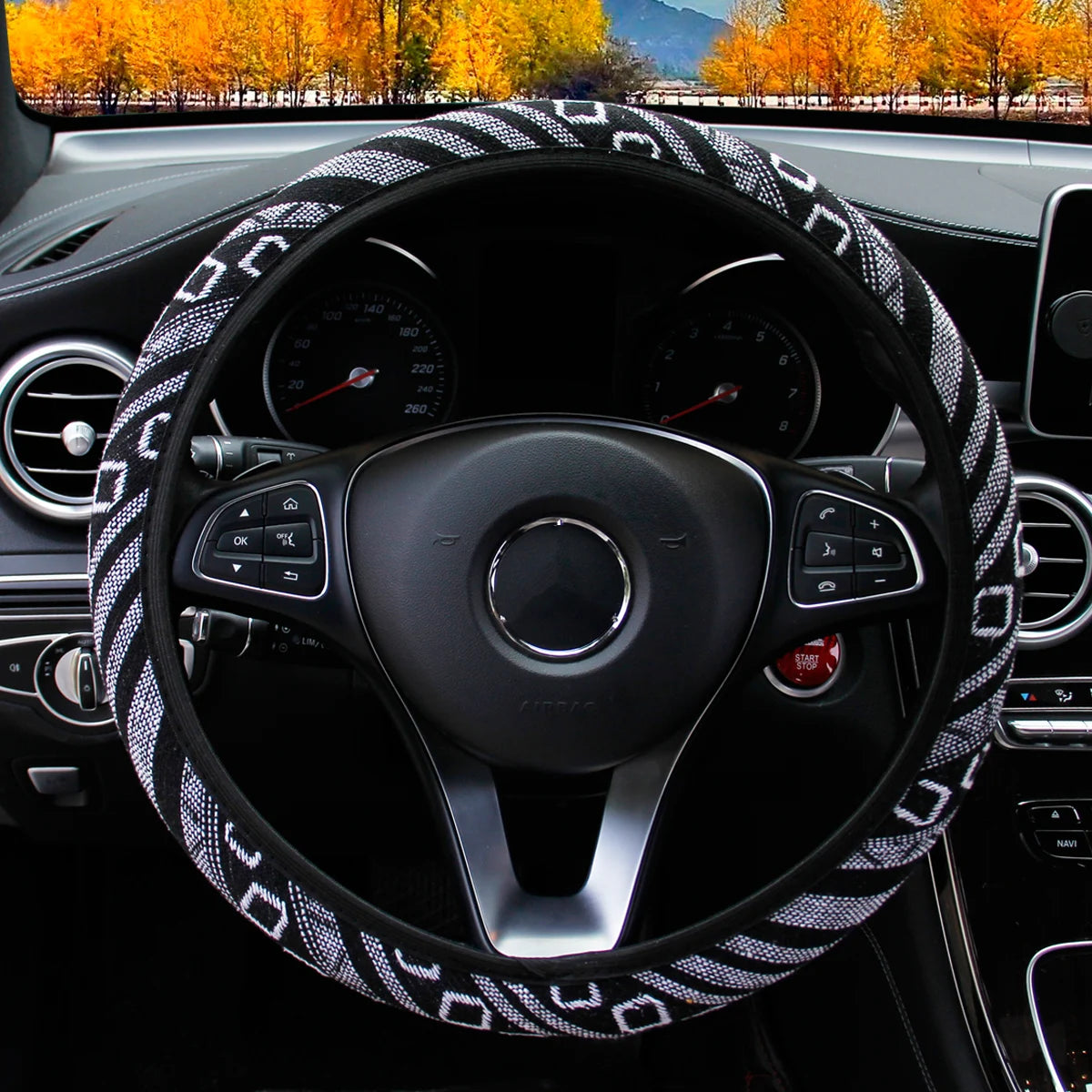 Steering Wheel Cover Breathable Cotton-Like Car Dashboard Ornament Decoration