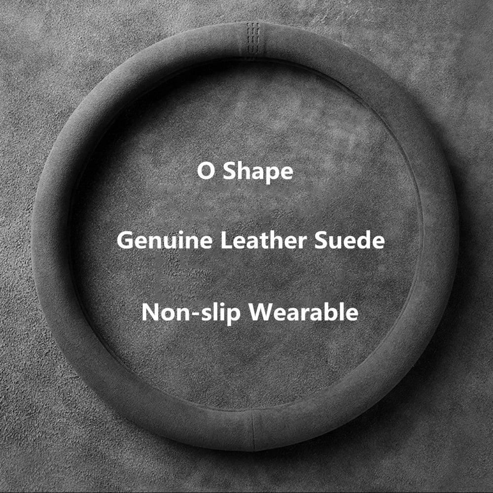Car Steering Wheel Covers Cowhide Steering Wheel Cover Anti-Slip Comfort