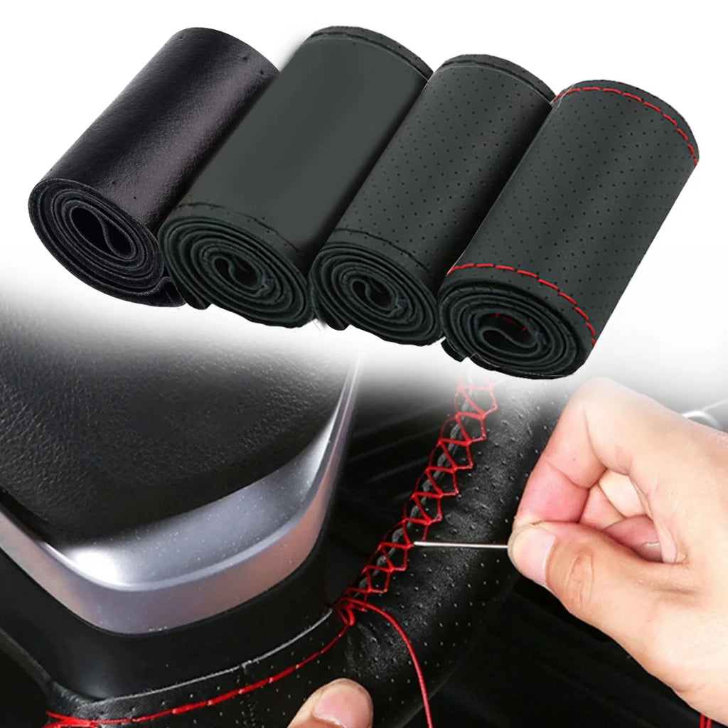 Universal Leather Car Steering Wheel Steering Wheel Cover Anti-Slip Comfort