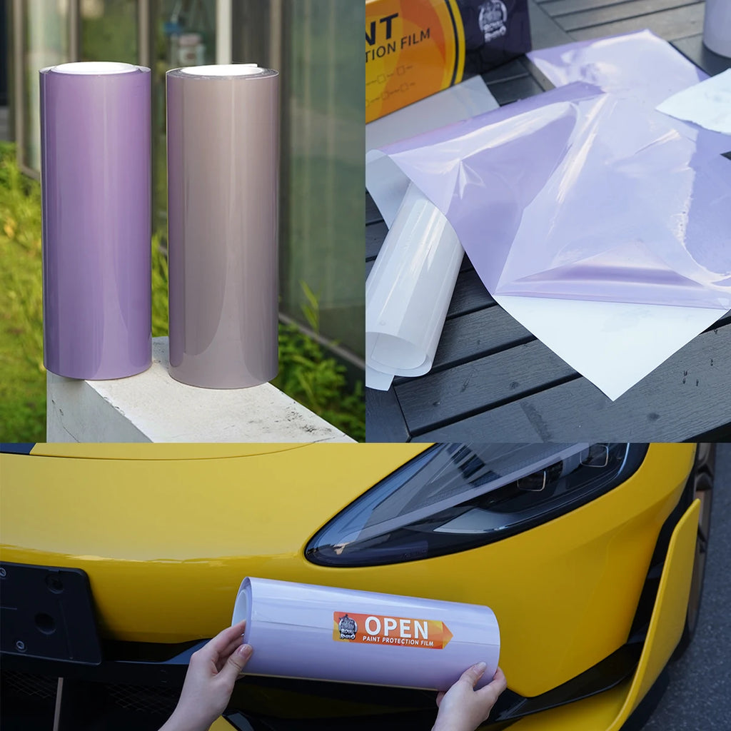 Black/purple TPU photochromic headlight film suitable for any car light decoration, scratch resistant, and protective stickers