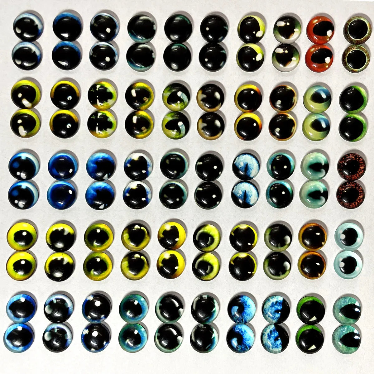 6mm 8mm 10mm 12mm Mixed Toys Dragon Eyes Doll Round Pattern Glass DIY Making Accessories 100pcs 50 Pairs