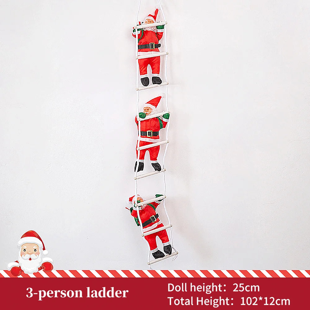 Christmas Decoration Santa Claus Climbing on Rope Ladder Ornament Xmas Tree Decor Home Door Wall Hanging Indoor Outdoor Kid Gift