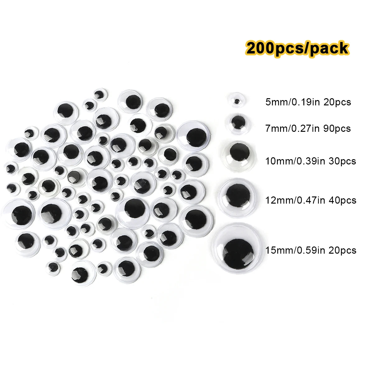 100pcs/200/550pcs Self-adhesive Googly Wiggle Eyes Premium Quality Replacement Accessory