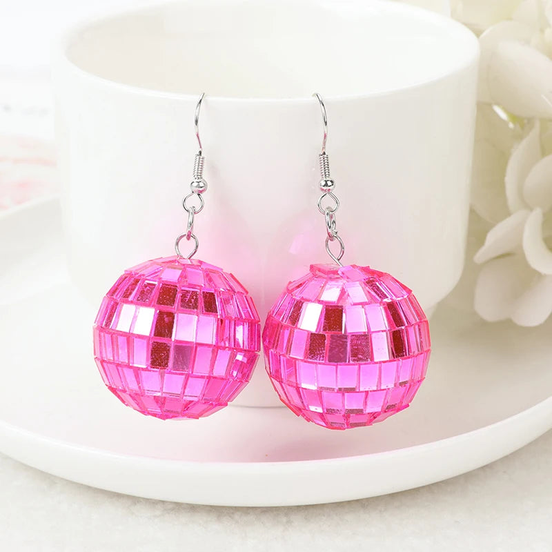 1 Pair Disco Ball Earrings Rainbow Jewelry  For Women Birthday Gift Party