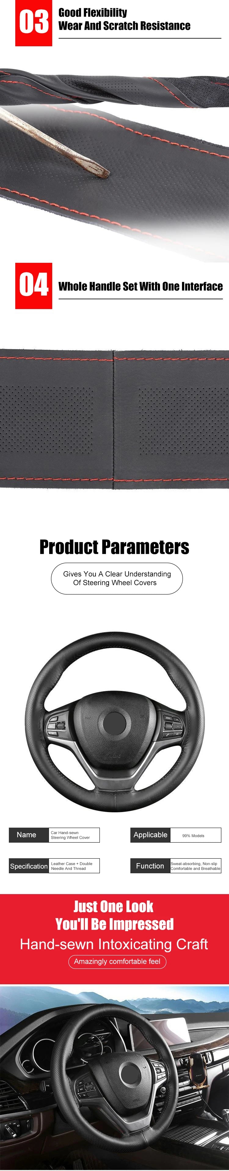 Car Steering Wheel Cover Needles Steering Wheel Cover Anti-Slip Comfort