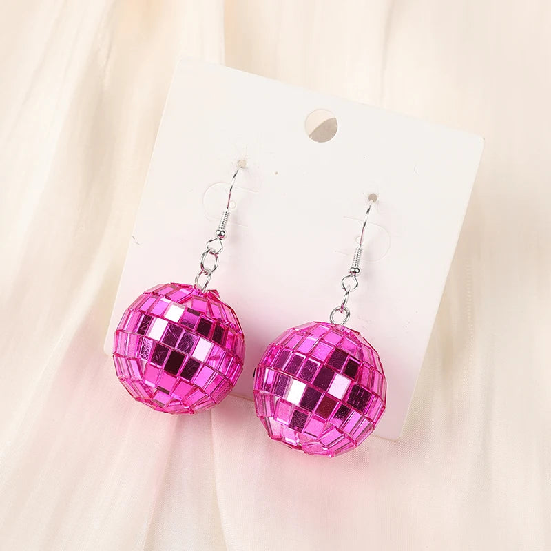 1 Pair Disco Ball Earrings Rainbow Jewelry  For Women Birthday Gift Party