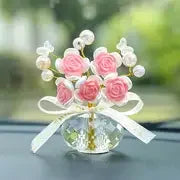 Crystal Glass Rose Dashboard Ornament Car Dashboard Ornament Decoration