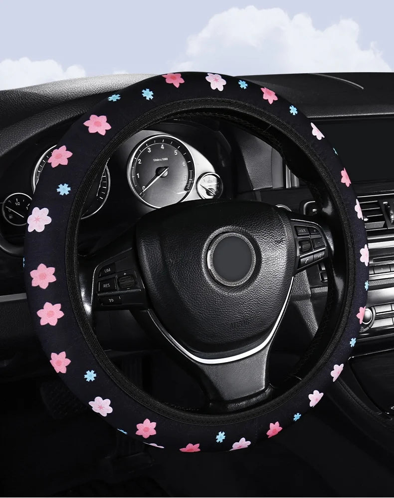 Car Steering Wheel Cover Flowers Steering Wheel Cover Anti-Slip Comfort
