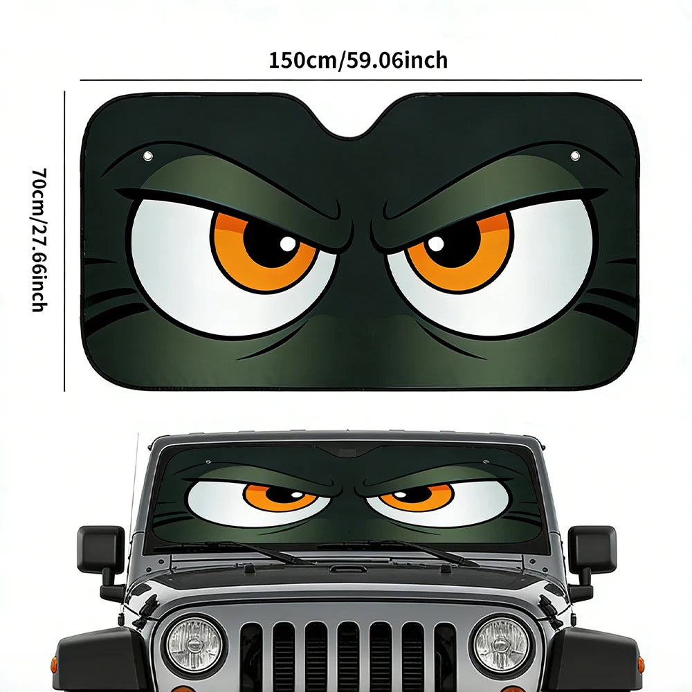 Cartoon Angry Eyes Car Windshield Car Sun Shade UV Protector
