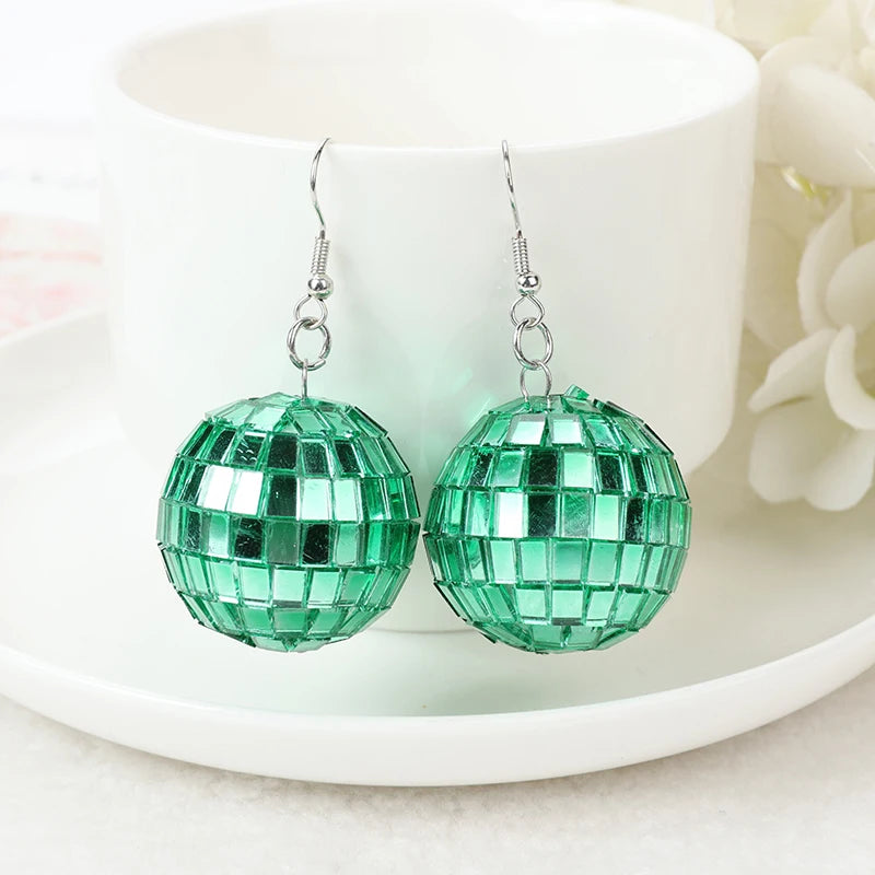 1 Pair Disco Ball Earrings Rainbow Jewelry  For Women Birthday Gift Party