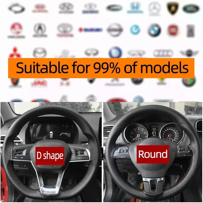 Universal Leather Car Steering Wheel Steering Wheel Cover Anti-Slip Comfort