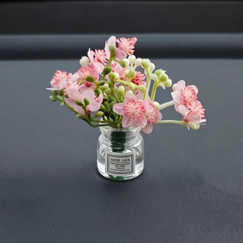 Delicate Miniature Potted Flowers Assorted Car Dashboard Ornament Decoration