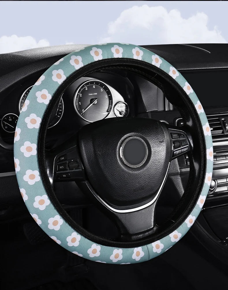 Car Steering Wheel Cover Flowers Steering Wheel Cover Anti-Slip Comfort