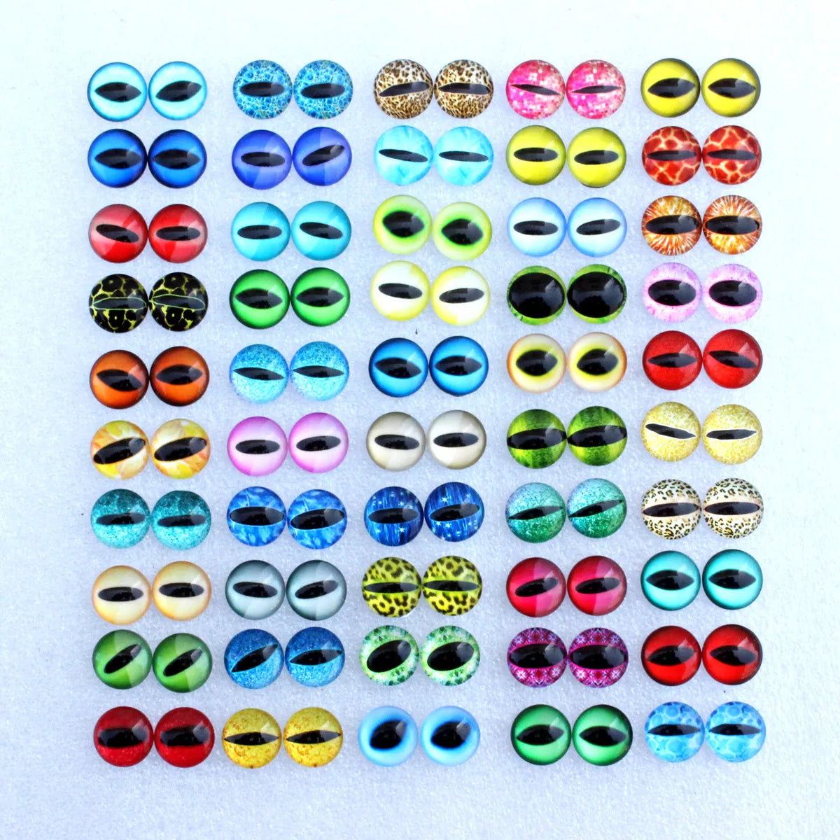 6mm 8mm 10mm 12mm Mixed Toys Dragon Eyes Doll Round Pattern Glass DIY Making Accessories 100pcs 50 Pairs