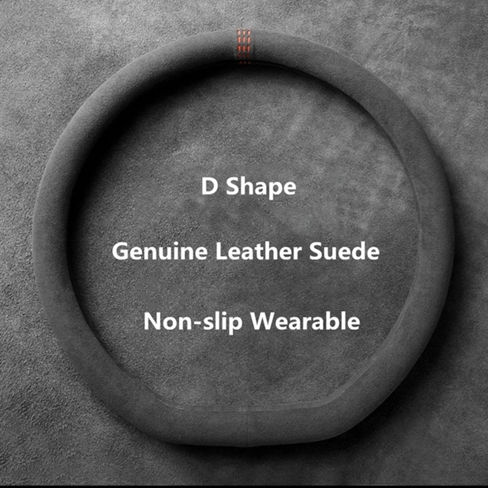 Car Steering Wheel Covers Cowhide Steering Wheel Cover Anti-Slip Comfort