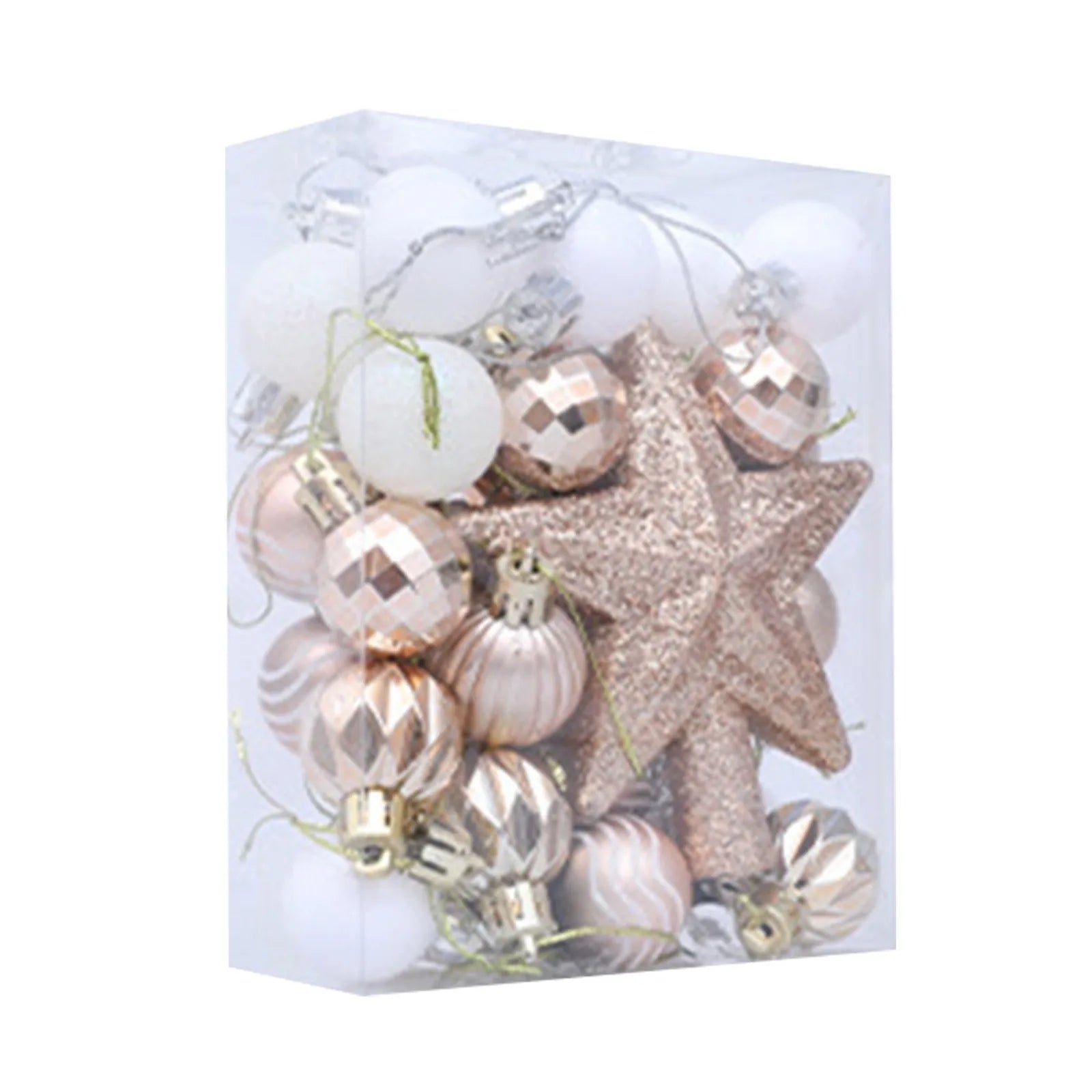 Christmas Ball Ornament Set Multi-Color Glitter Star Design Festive Holiday Christmas Tree Decoration Accessory Variety Pack