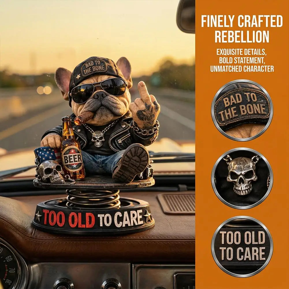 Biker Bulldog Dashboard Ornament Spring Car Dashboard Ornament Decoration