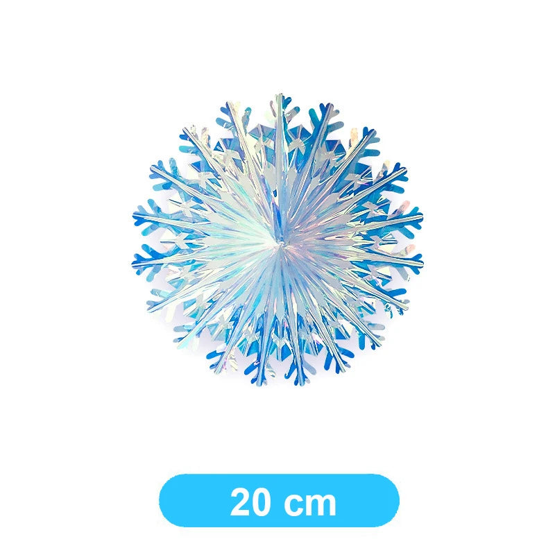 Christmas Iridescent Honeycomb Ball Hanging Ornaments Paper Fan Snowflake Garlands Iridescent Balls for Wedding Birthday Xmas