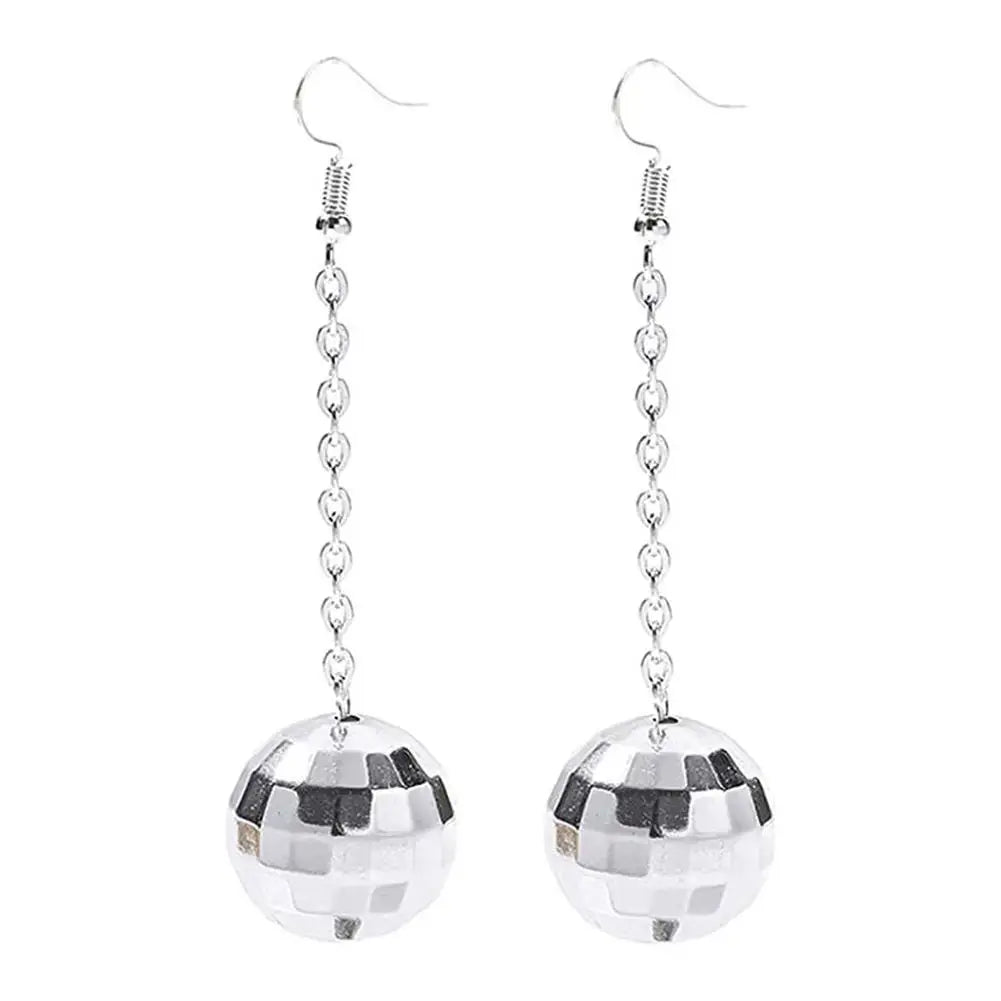 Retro Disco Ball Drop Earrings Women Boho Round Luxury Mirror Party Reflect Earrings Ball Dangle Jewelry Light Disco Earring