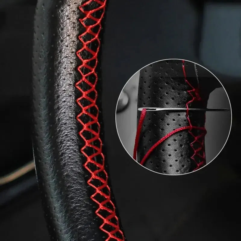 Universal Leather Car Steering Wheel Steering Wheel Cover Anti-Slip Comfort