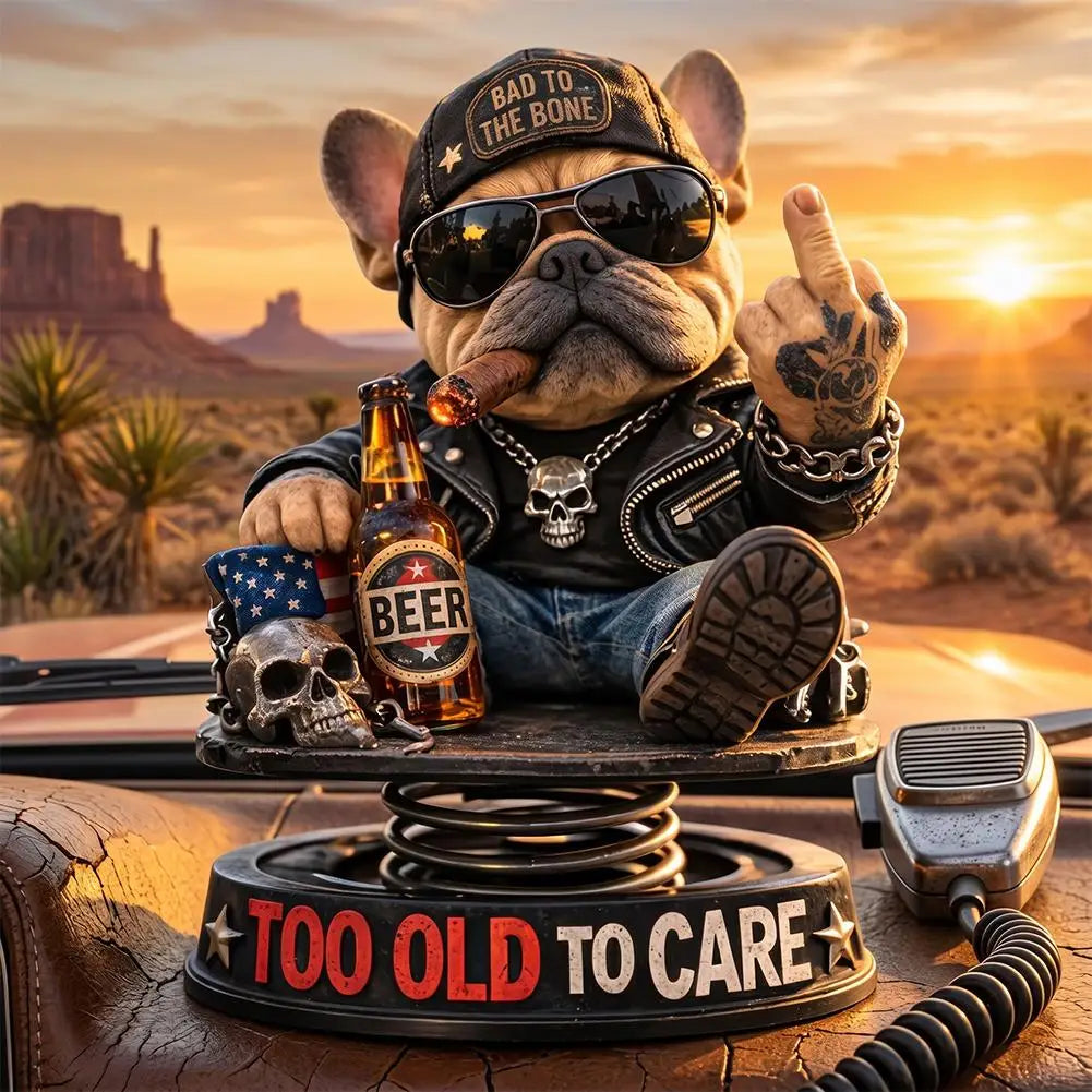 Biker Bulldog Dashboard Ornament Spring Car Dashboard Ornament Decoration
