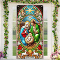 Christmas door casing banner, winter festival scene of the Nativity of Jesus, home decoration festival