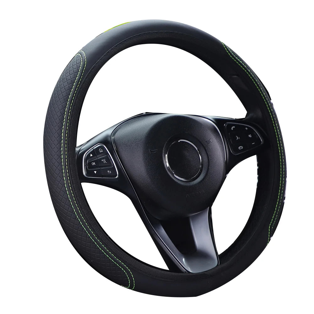 Steering Wheel Cover Breathable Leather Steering Wheel Cover Anti-Slip Comfort